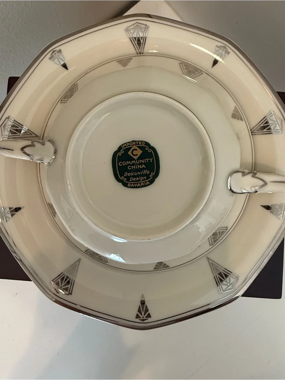 Community China Deauville Cream Soup Bowl & Underplate Bavaria Germany Art Deco